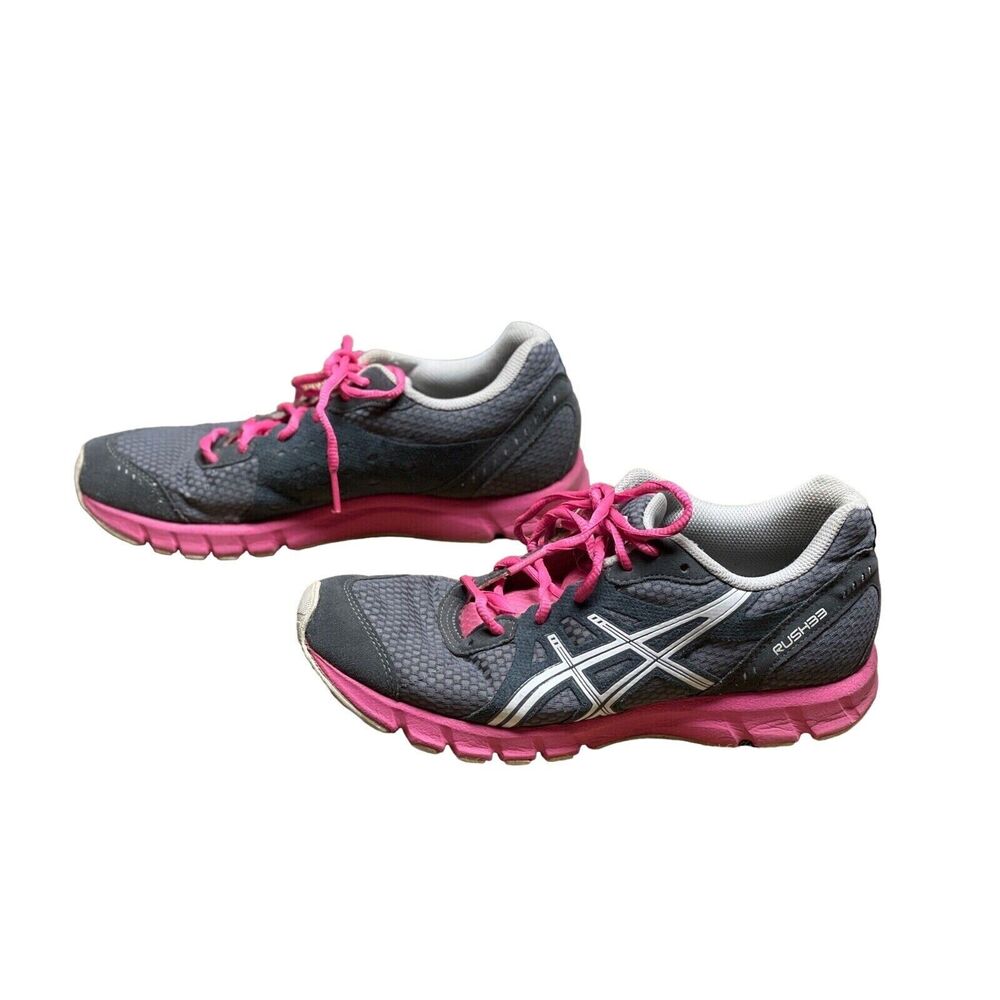 Asics Rush 33 Women's Size 8 Gray Pink Running Shoes T1H7N Laces Comfort Casual